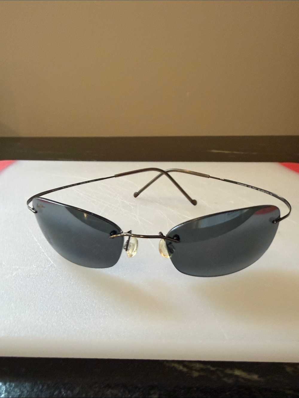 Maui Jim Titanium Rimless Black Lens Sunglasses